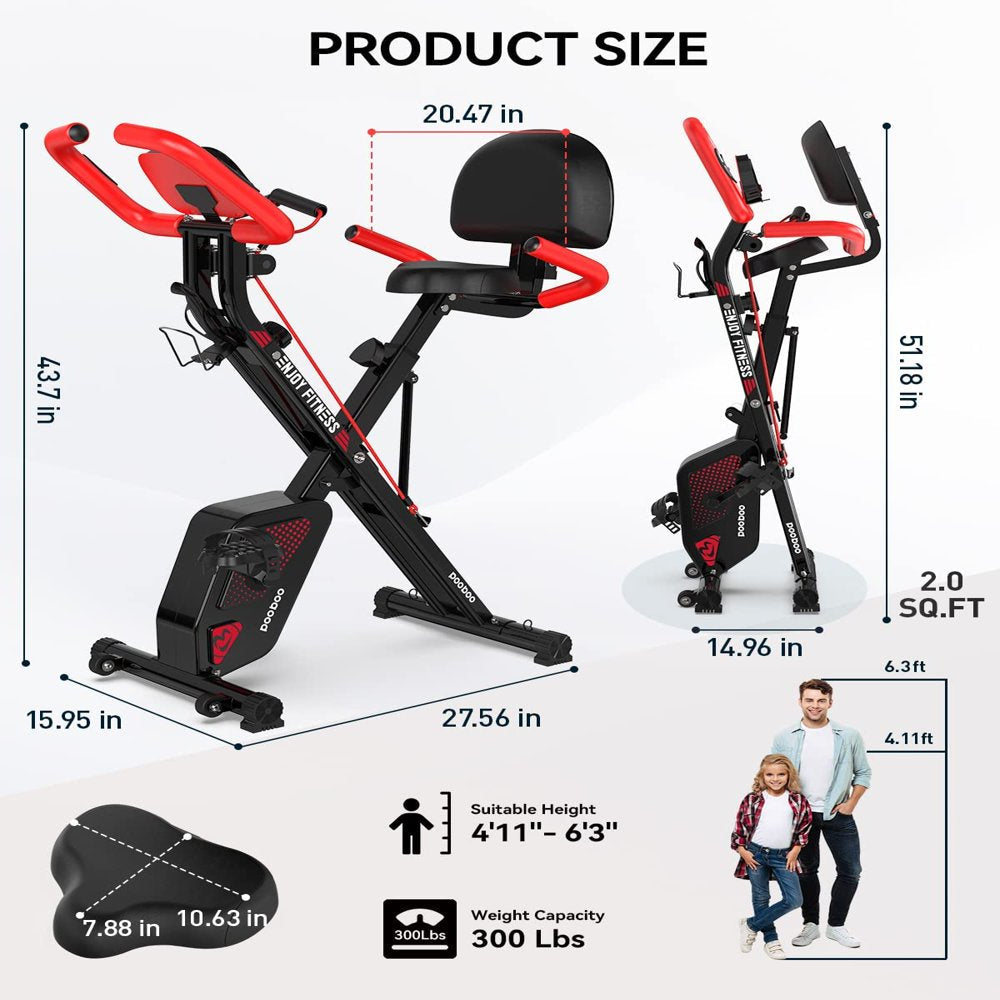 Pooboo 3-in-1 Foldable Magnetic Exercise Bike – Upright & Recumbent X-Bike, 8-Level Resistance, Pulse Sensor