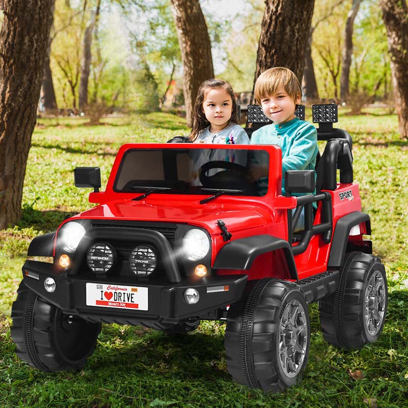 12V 2-Seater Kids Ride-On Truck with Remote Control, Storage, LED Lights and Music, Ages 3+