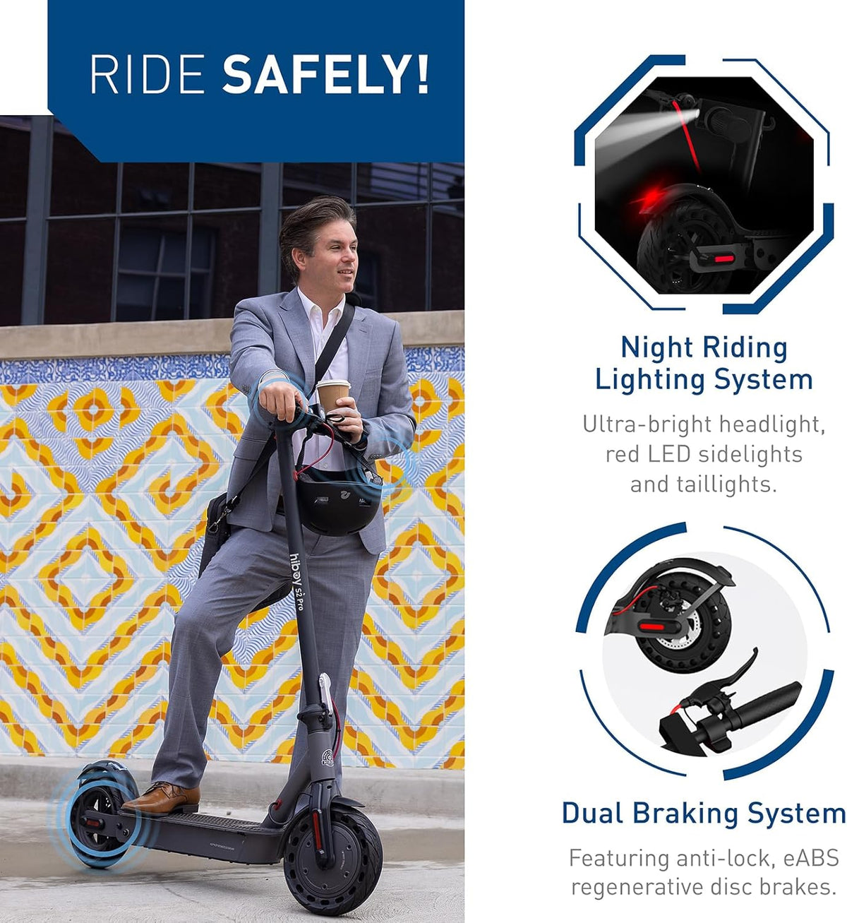 Hiboy S2 Pro Folding Electric Scooter for Adults – 500W Motor, 10" Solid Tyres, 25-Mile Range, 19 mph