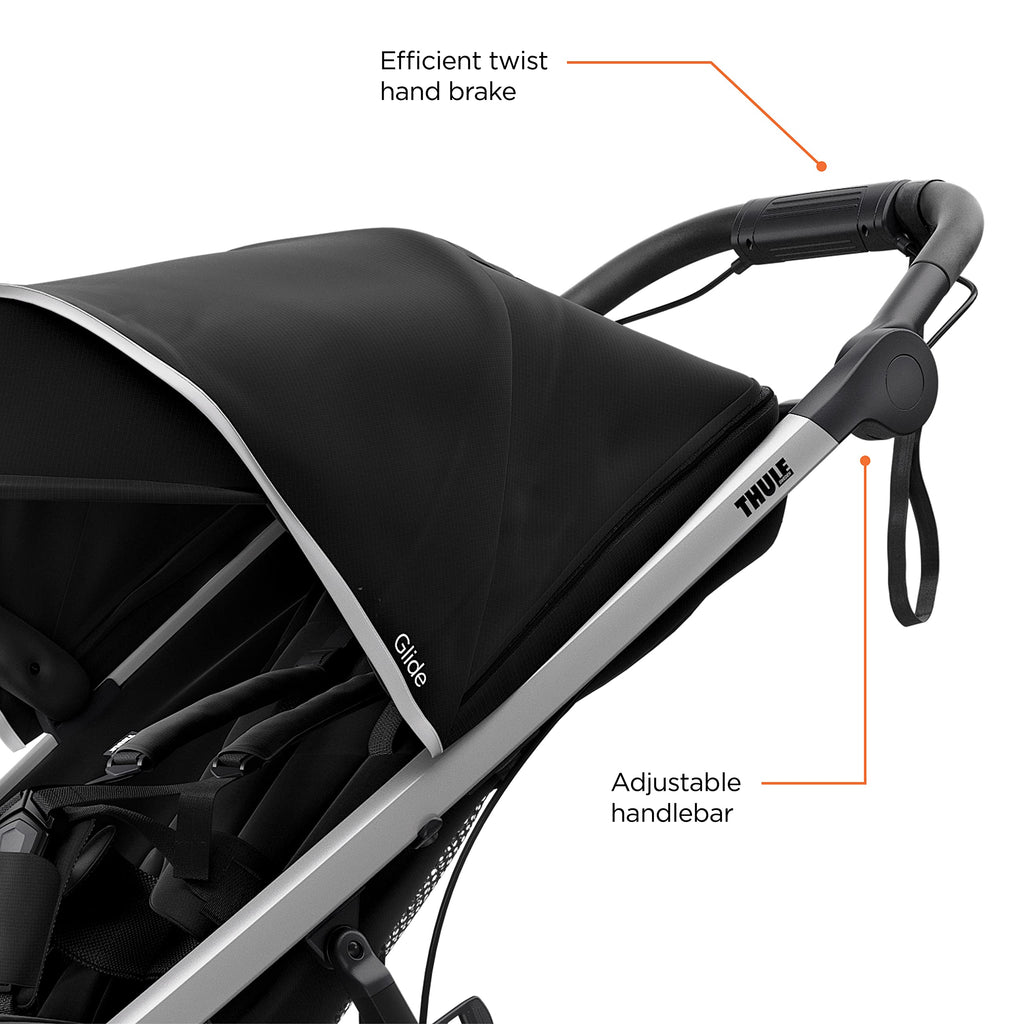 Thule Glide Performance Jogging Stroller – Fixed 16" Front Wheel, Hand Brake, Compact Fold (Black/Blue)