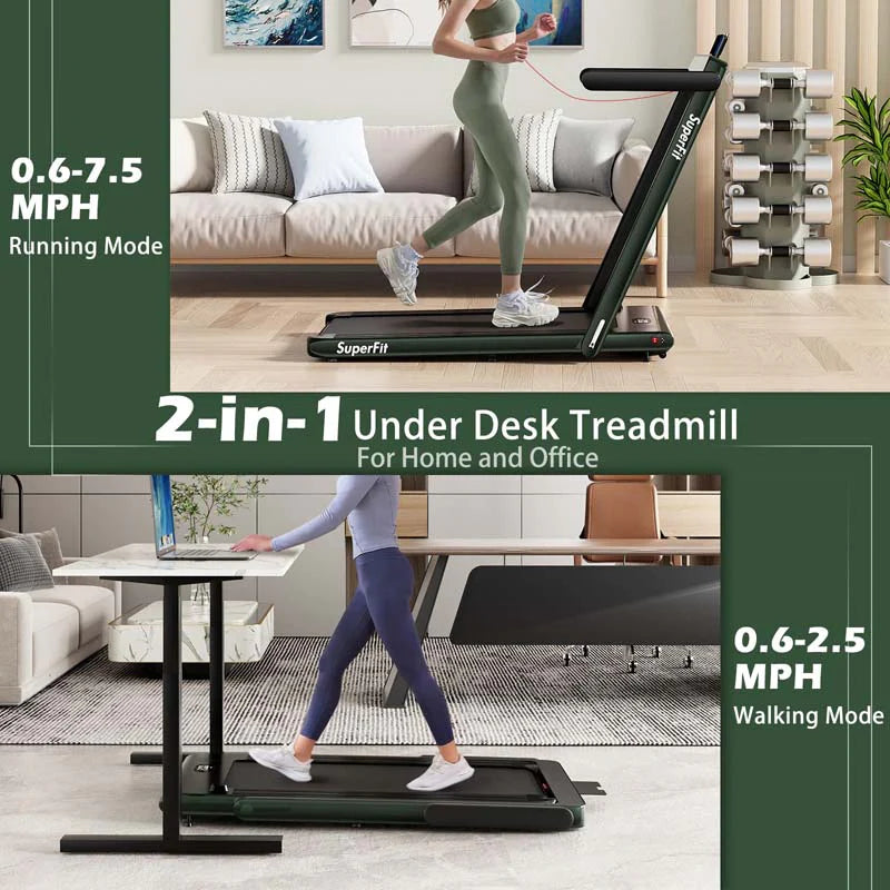 2-in-1 Folding Under Desk Treadmill – 2.25 HP, 0.6–7.5 mph, App, Speaker & Remote