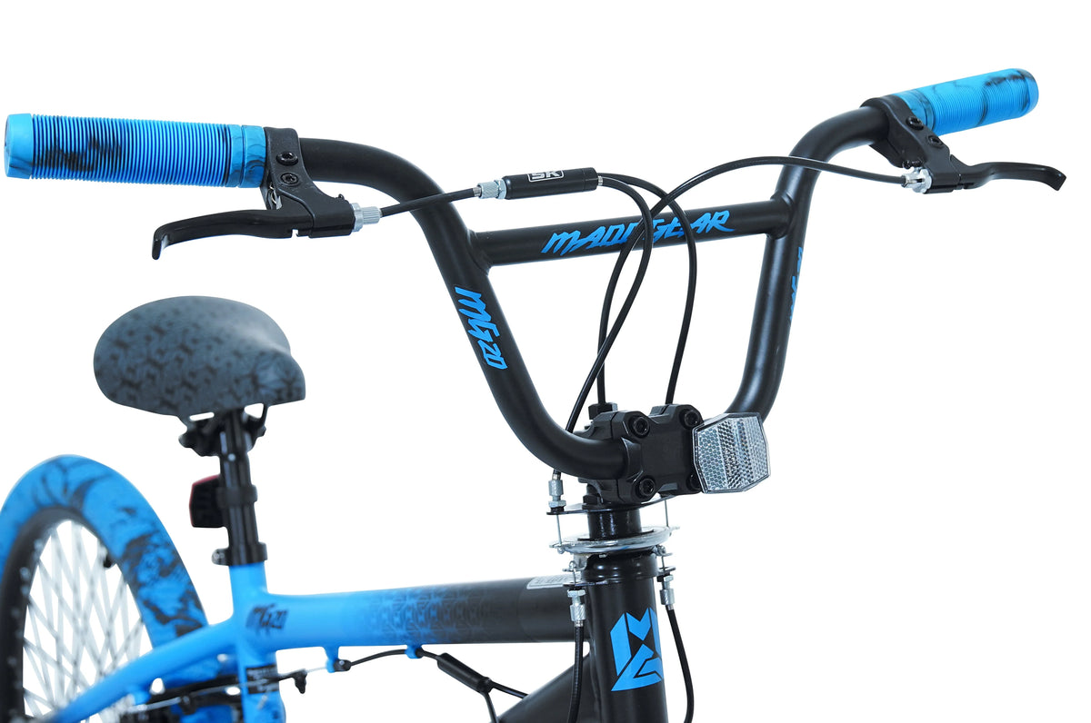 Kent Madd Gear 20" Kids' Freestyle Bike – Blue/Black BMX for Ages 7-13 with Pegs