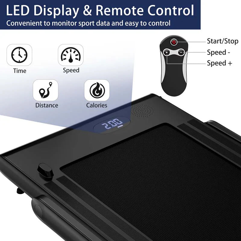 2-in-1 Folding Under Desk Treadmill – 2.25 HP, 0.6–7.5 mph, App, Speaker & Remote
