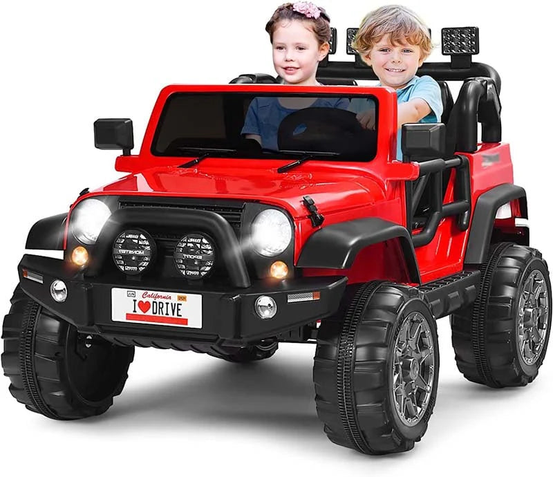 12V 2-Seater Kids Ride-On Truck with Remote Control, Storage, LED Lights and Music, Ages 3+