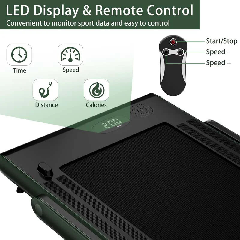 2-in-1 Folding Under Desk Treadmill – 2.25 HP, 0.6–7.5 mph, App, Speaker & Remote