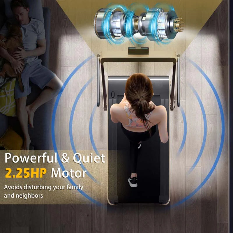 2-in-1 Folding Under Desk Treadmill – 2.25 HP, 0.6–7.5 mph, App, Speaker & Remote