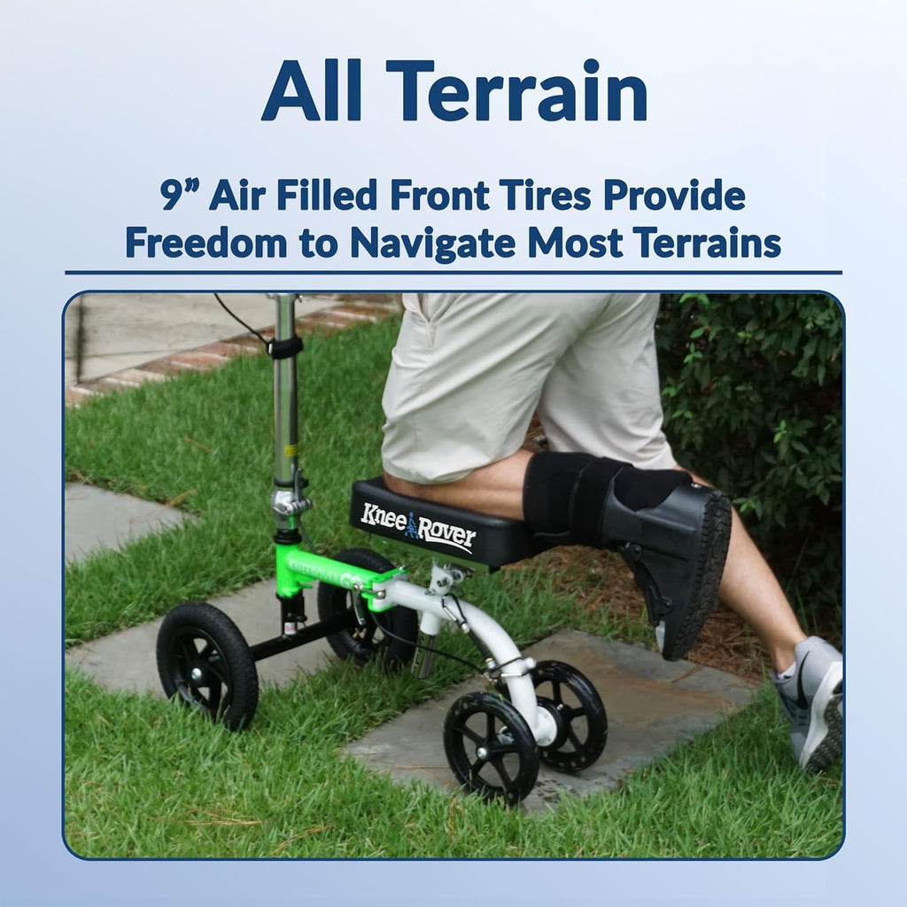KneeRover GO HYBRID All-Terrain Knee Scooter – Compact Foldable Knee Walker for Foot & Ankle Recovery, Green