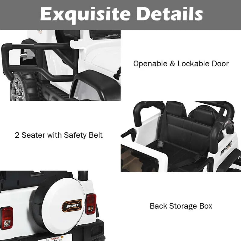 12V 2-Seater Kids Ride-On Truck with Remote Control, Storage, LED Lights and Music, Ages 3+