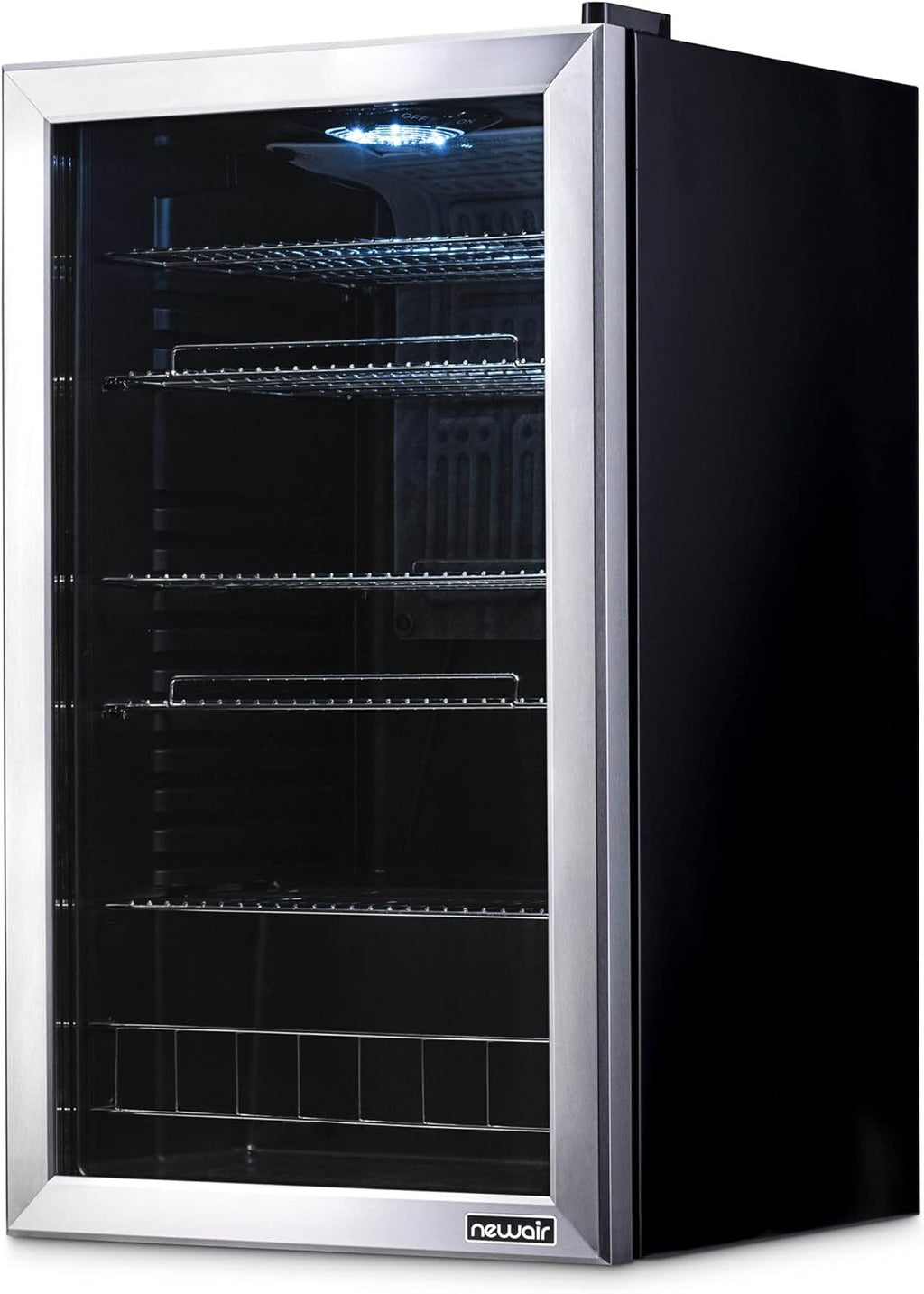 NewAir 126 Can Beverage Refrigerator – Freestanding Mini Fridge, Glass Door, LED, 7 Settings