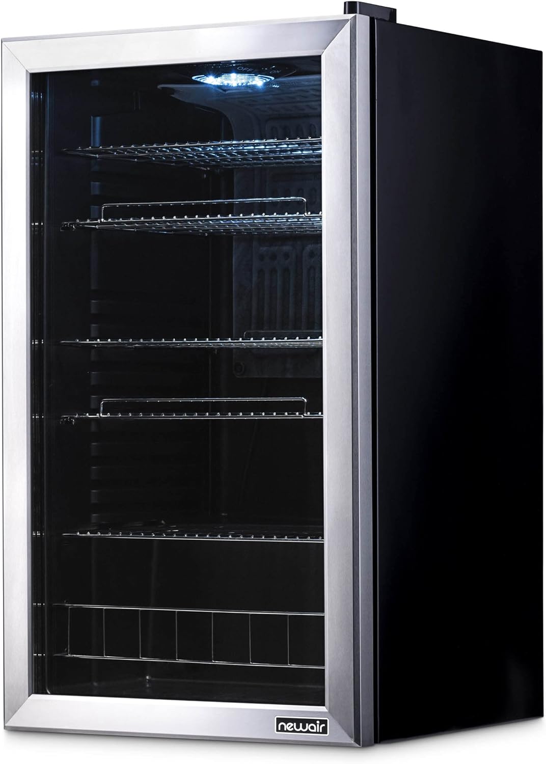 NewAir 126 Can Beverage Refrigerator – Freestanding Mini Fridge, Glass Door, LED, 7 Settings