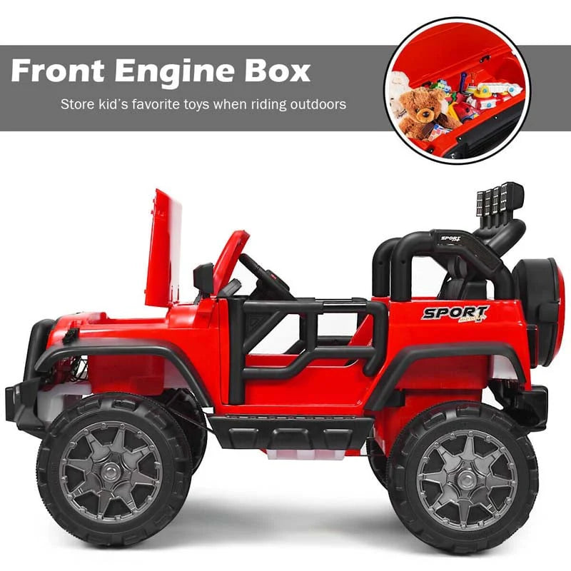 12V 2-Seater Kids Ride-On Truck with Remote Control, Storage, LED Lights and Music, Ages 3+