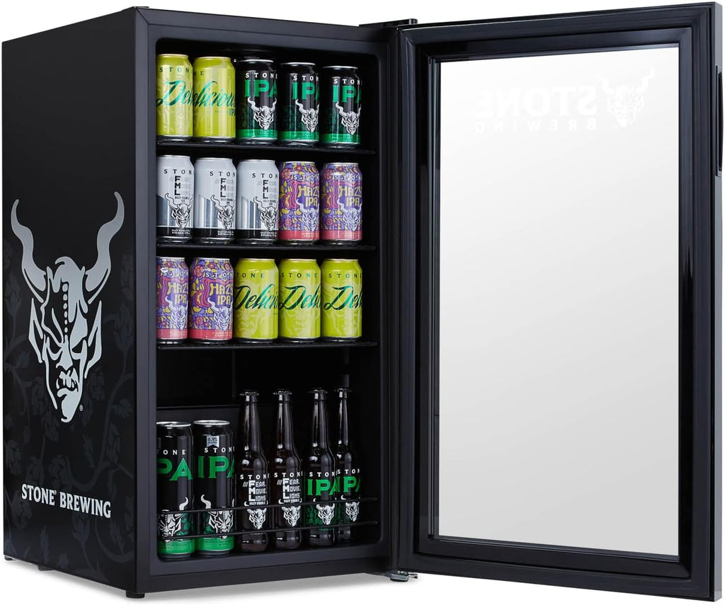 NewAir 126 Can Beverage Refrigerator – Freestanding Mini Fridge, Glass Door, LED, 7 Settings