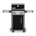 Black Weber Spirit E-210 liquid propane gas grill with lid thermometer