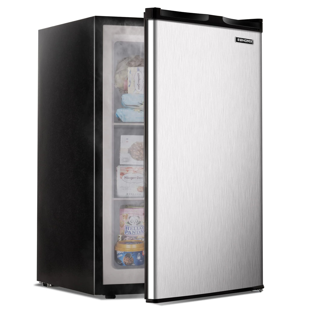 Silver EUHOMY 3.0 cubic foot single-door compact upright freezer