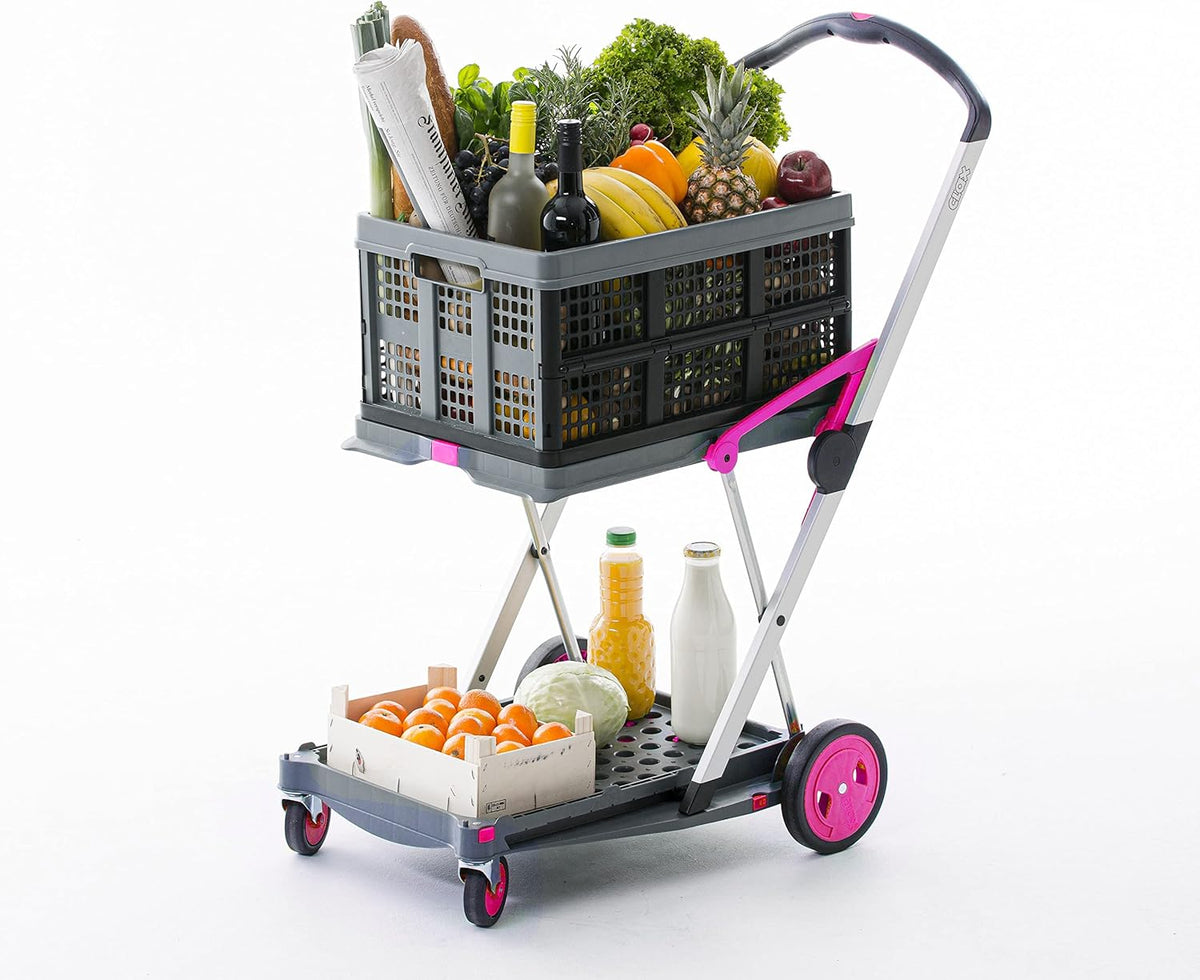 CLAX Folding Collapsible Transport Trolley – Aluminium Frame, Storage Crate, 132 lb Load