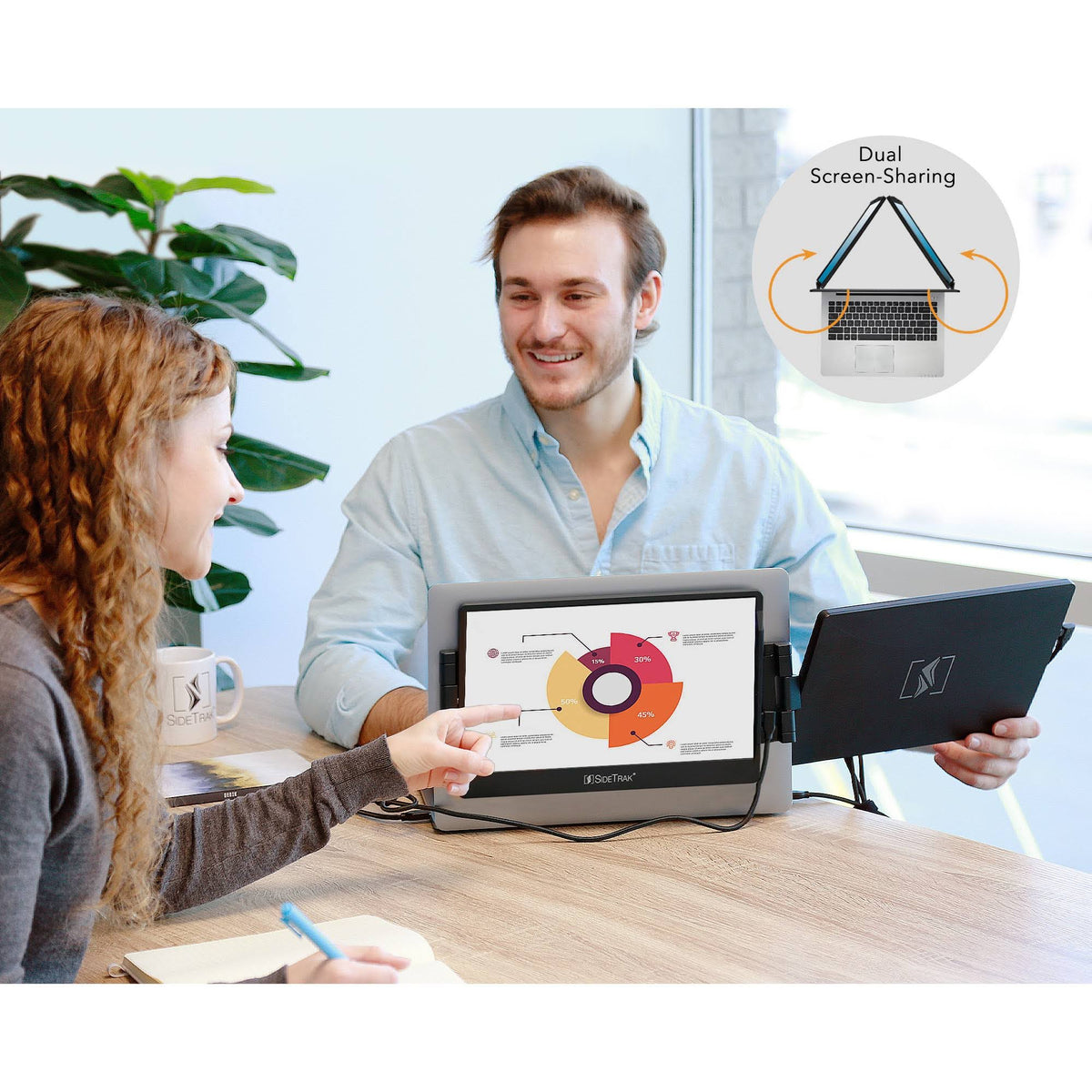 SideTrak Swivel Triple Portable 12.5" Monitor 2-Pack – Black, Laptop Screen Extender