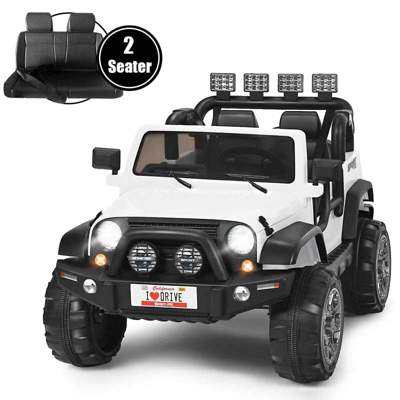 12V 2-Seater Kids Ride-On Truck with Remote Control, Storage, LED Lights and Music, Ages 3+