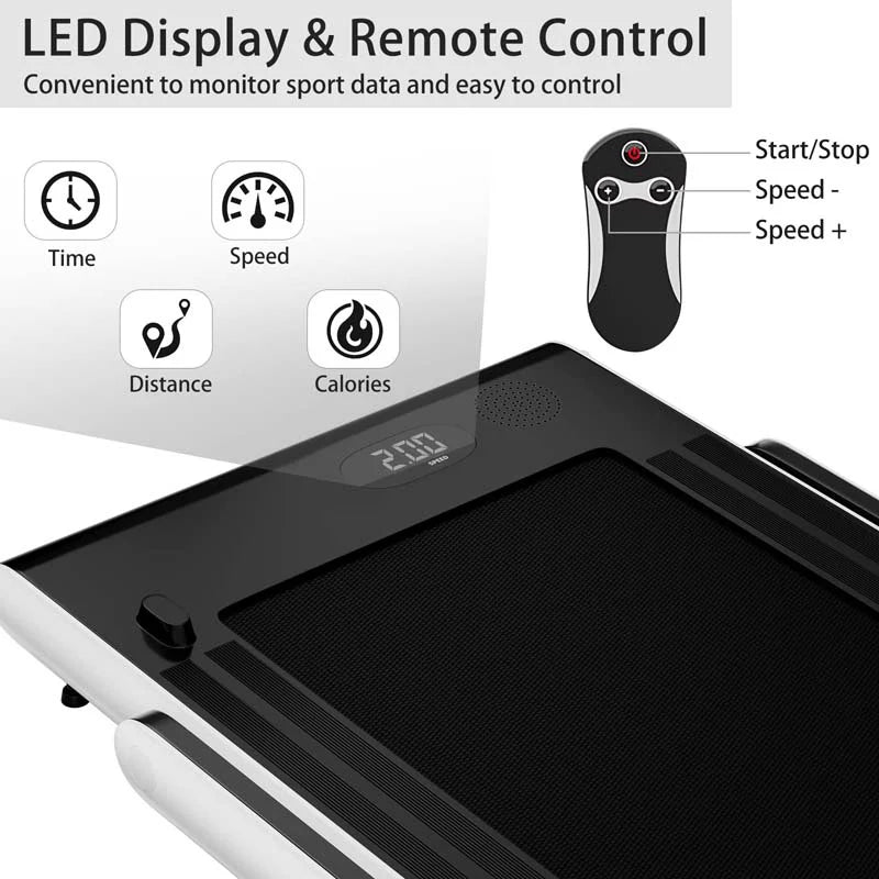 2-in-1 Folding Under Desk Treadmill – 2.25 HP, 0.6–7.5 mph, App, Speaker & Remote
