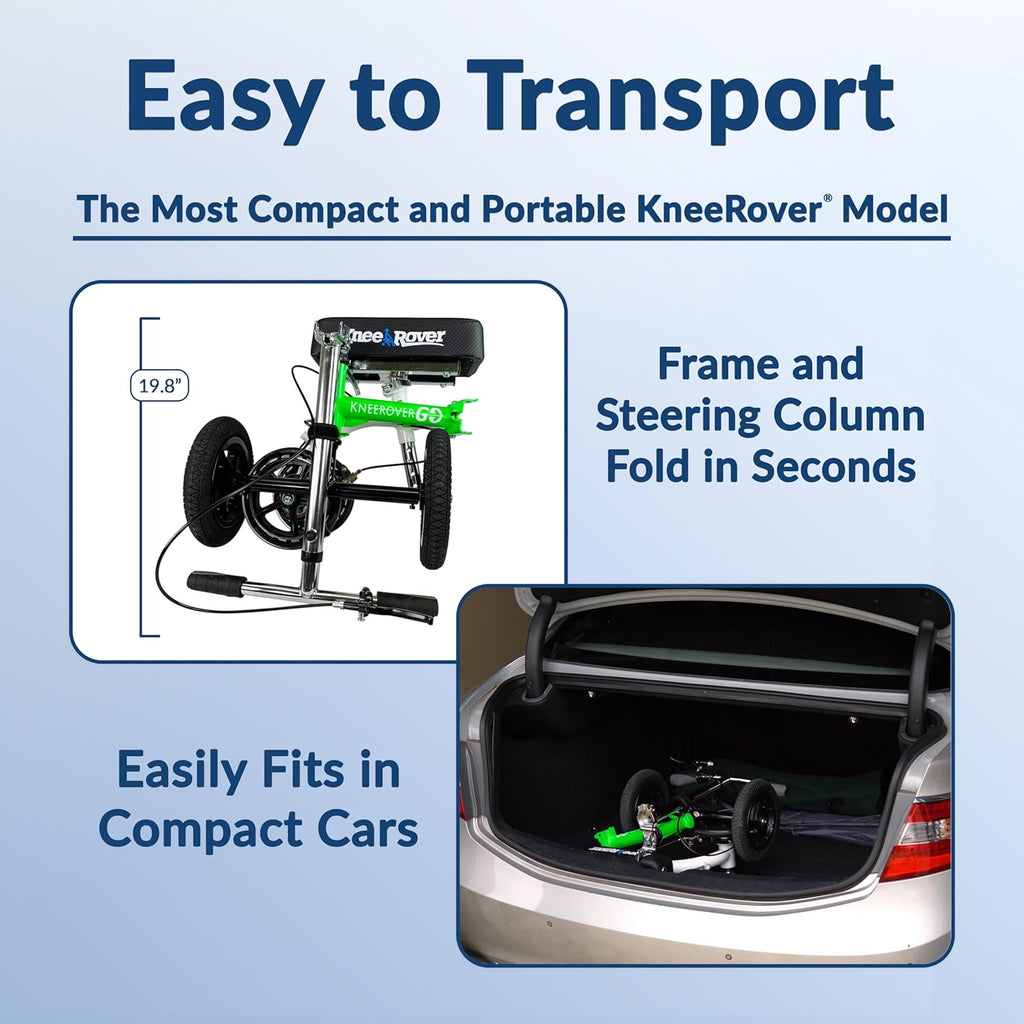 KneeRover GO HYBRID All-Terrain Knee Scooter – Compact Foldable Knee Walker for Foot & Ankle Recovery, Green