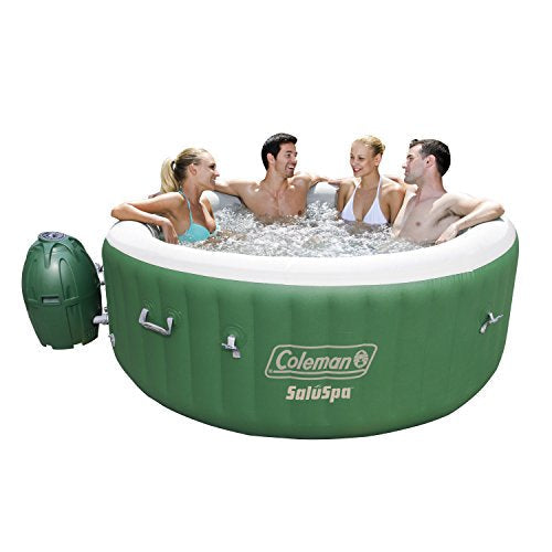 Green and white Coleman SaluSpa inflatable AirJet hot tub spa with digital pump