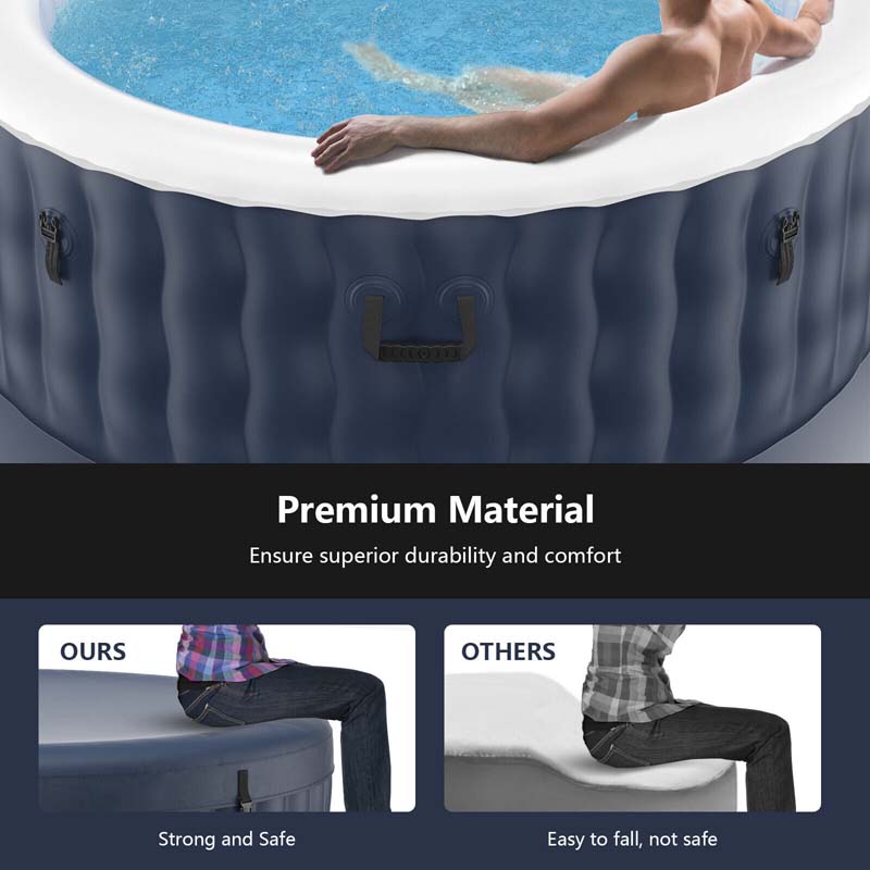 4-Person Inflatable Hot Tub Spa - 108 Bubble Jets, 2240W Heated Blow-Up Pool with Cover, Pump & Filter