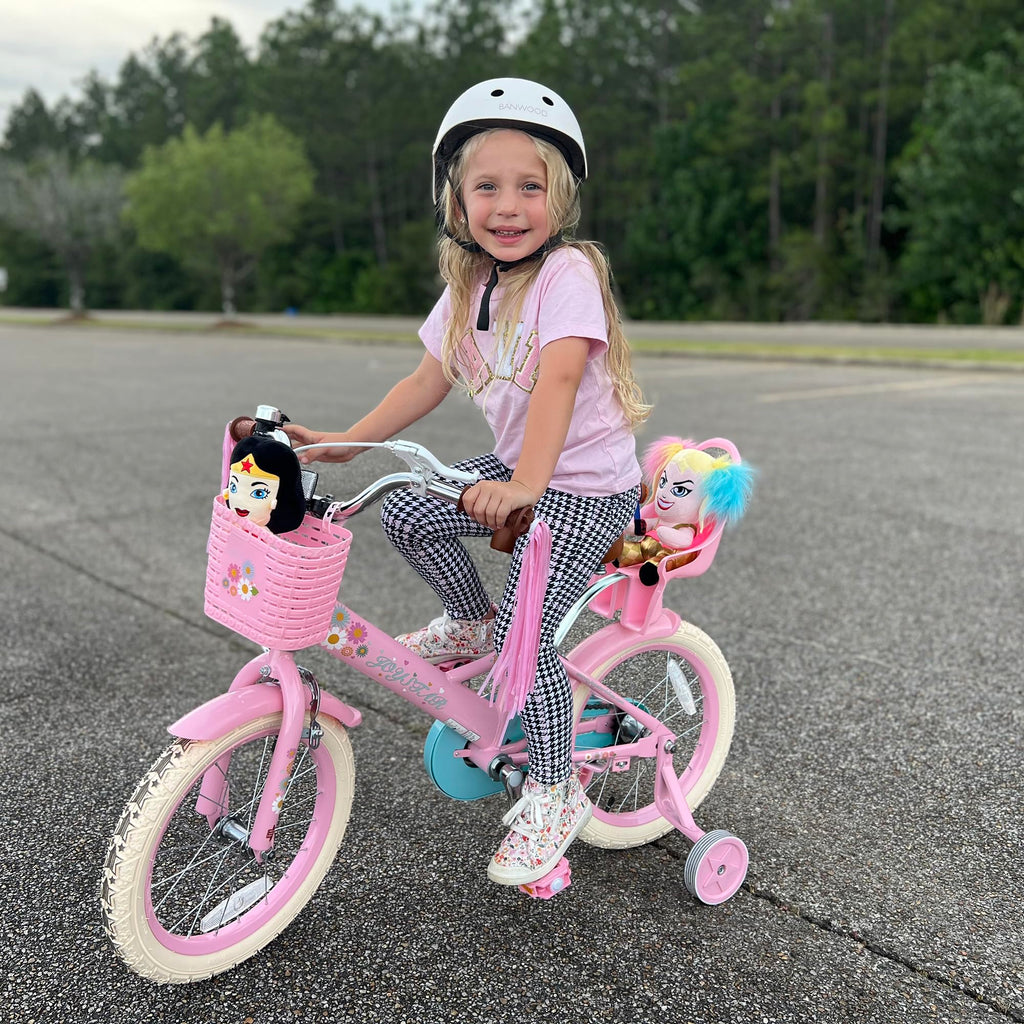 JOYSTAR Little Daisy 14 Inch Girls' Bike – Pink Kids' Bike with Training Wheels, Basket, Doll Seat & Bell