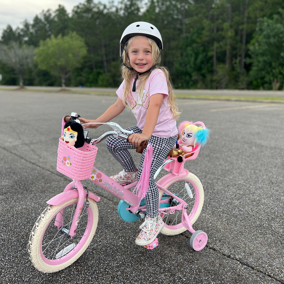 JOYSTAR Little Daisy 14 Inch Girls' Bike – Pink Kids' Bike with Training Wheels, Basket, Doll Seat & Bell