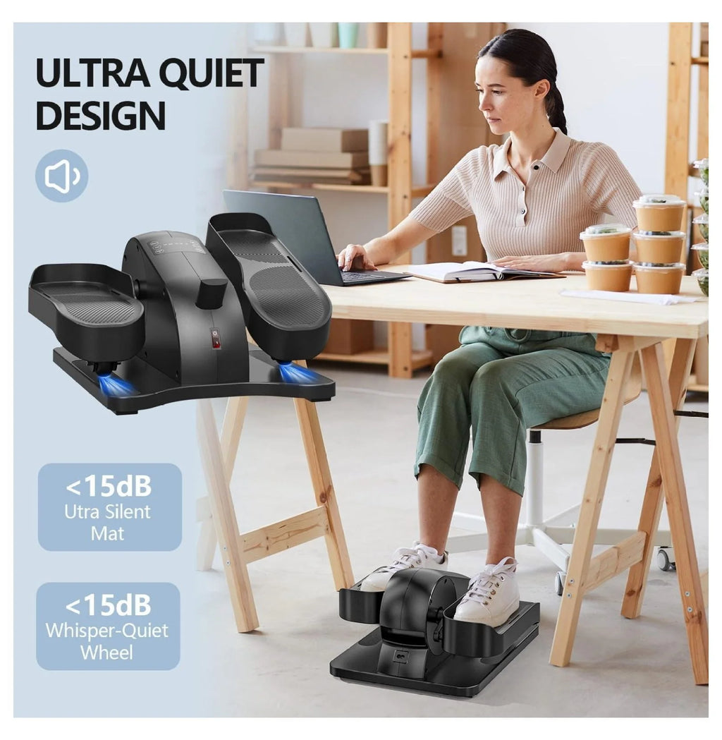 Under-Desk Electric Elliptical Leg Exerciser, Seated Pedal Machine with 12 Speeds and Remote for Seniors