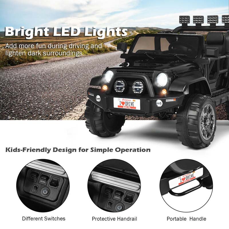 12V 2-Seater Kids Ride-On Truck with Remote Control, Storage, LED Lights and Music, Ages 3+