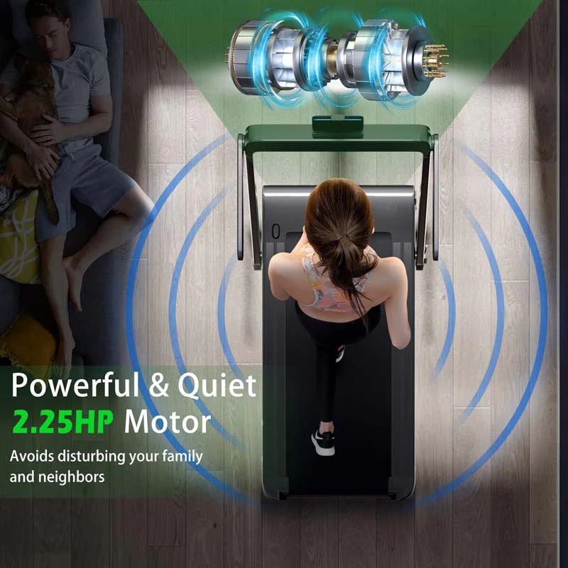 2-in-1 Folding Under Desk Treadmill – 2.25 HP, 0.6–7.5 mph, App, Speaker & Remote