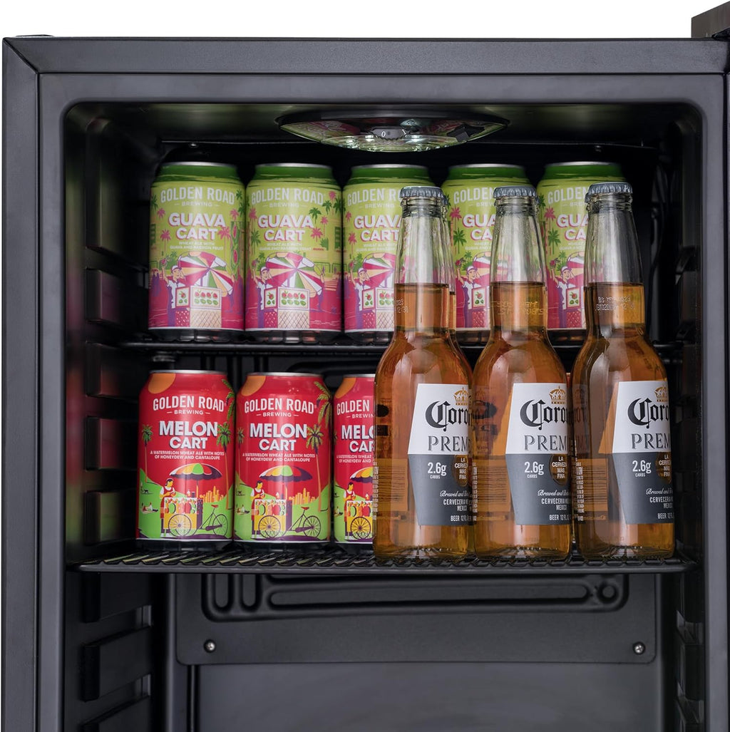 NewAir 126 Can Beverage Refrigerator – Freestanding Mini Fridge, Glass Door, LED, 7 Settings