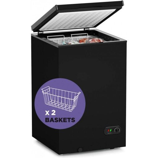 Black Northair 3.5 cubic foot compact chest freezer with baskets
