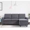 Walsunny light grey reversible L-shaped sectional sofa with ottoman
