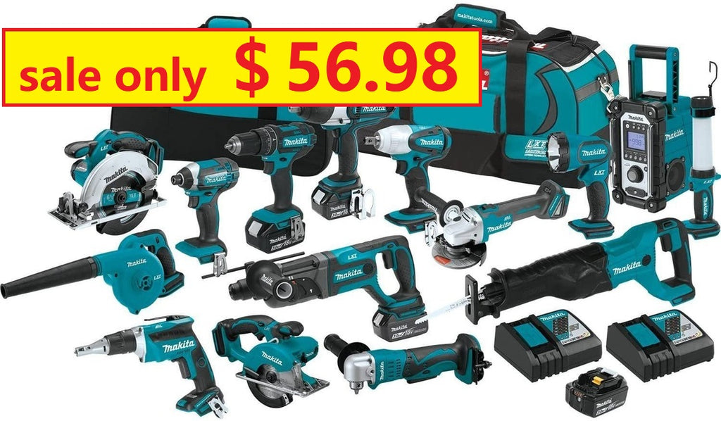 Makita XT1501 18V LXT 15-Tool Cordless Combo Kit with 4 Batteries, Charger & Tool Bag