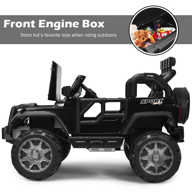 12V 2-Seater Kids Ride-On Truck with Remote Control, Storage, LED Lights and Music, Ages 3+