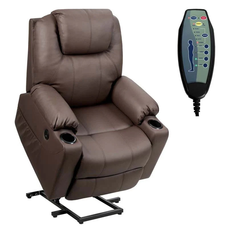 Electric Power Lift Recliner Chair with Heat & 8-Point Massage – USB, Cup Holders, for Elderly