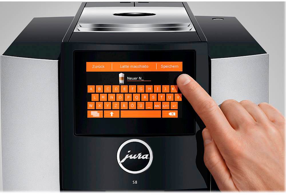JURA S8 Automatic Espresso Machine – Moonlight Silver, 15 Bars, 4.3 in Touchscreen, Fine Foam Frother