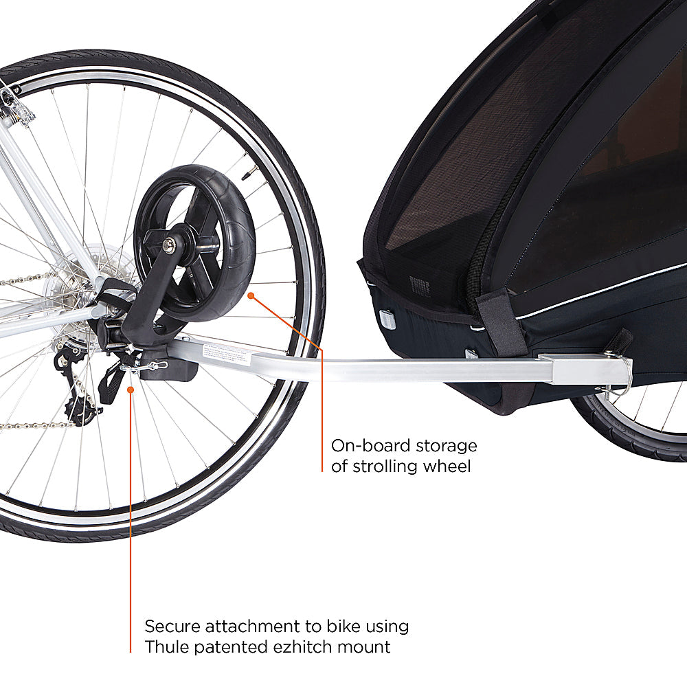 Thule Coaster XT 2-Seat Bicycle Trailer & Convertible Stroller, Black