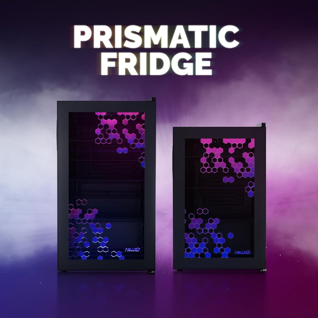 NewAir 126 Can Beverage Refrigerator – Freestanding Mini Fridge, Glass Door, LED, 7 Settings