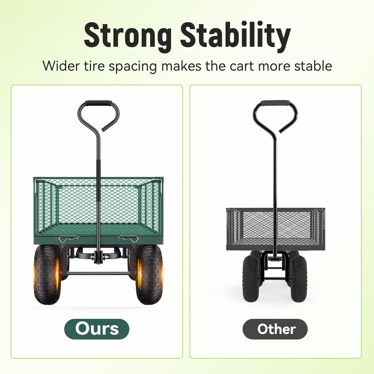 Vibemo 2-in-1 Steel Garden Cart – 1400 lb Heavy-Duty Wagon, Mesh Sides to Flatbed, 13" Pneumatic Tyres