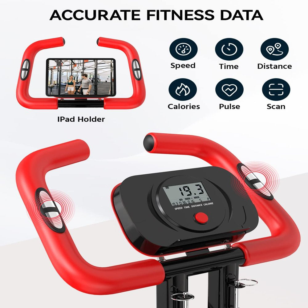 Pooboo 3-in-1 Foldable Magnetic Exercise Bike – Upright & Recumbent X-Bike, 8-Level Resistance, Pulse Sensor