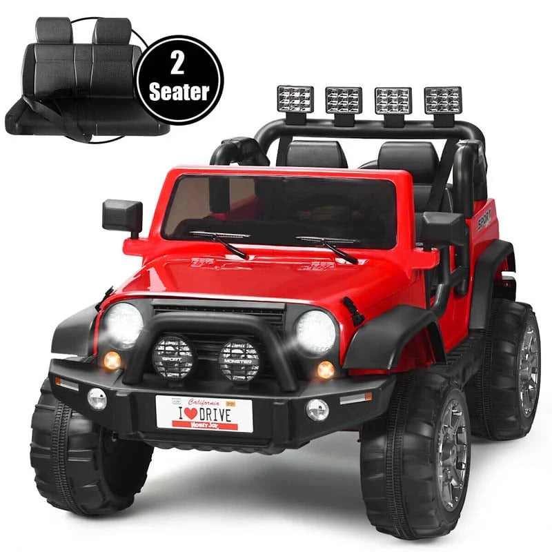 12V 2-Seater Kids Ride-On Truck with Remote Control, Storage, LED Lights and Music, Ages 3+