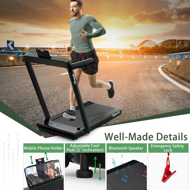 2-in-1 Folding Under Desk Treadmill – 2.25 HP, 0.6–7.5 mph, App, Speaker & Remote