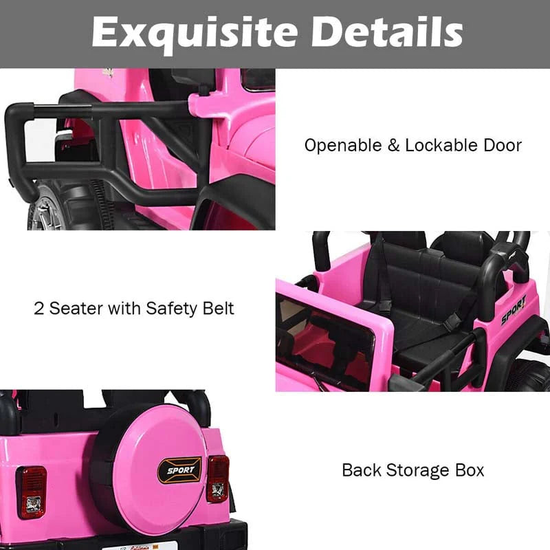 12V 2-Seater Kids Ride-On Truck with Remote Control, Storage, LED Lights and Music, Ages 3+