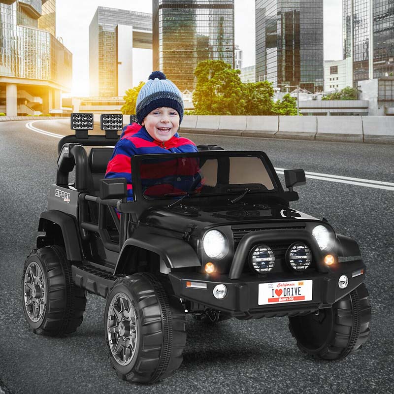 12V 2-Seater Kids Ride-On Truck with Remote Control, Storage, LED Lights and Music, Ages 3+