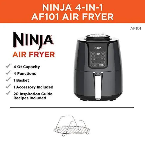 Ninja AF101 4-Quart Air Fryer - Black/Grey, 105-400F, Ceramic Nonstick Basket, Roast, Reheat & Dehydrate