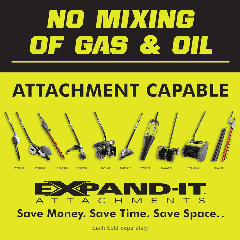 RYOBI RY4CSS 30cc 4-Stroke Straight Shaft Gas Trimmer – Attachment Capable, 18" Cut