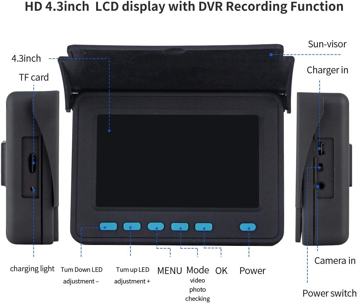 SYANSPAN Sewer Inspection Camera 100 ft, 17 mm IP68 Pipe Camera with 16GB DVR, 4.3 in Screen, 8500mAh Battery