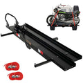 Black steel 600 lb motorcycle hitch carrier with loading ramp and straps