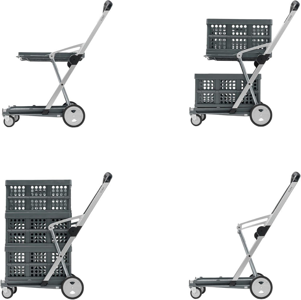 CLAX Folding Collapsible Transport Trolley – Aluminium Frame, Storage Crate, 132 lb Load